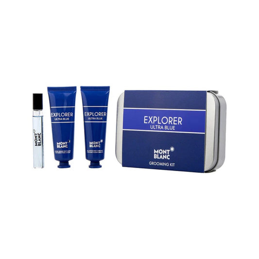 Mont Blanc Explorer Ultra Blue Grooming Kit Set EDP 7.5ML+Face Cream 30ML+Cleansing Gel 30ML