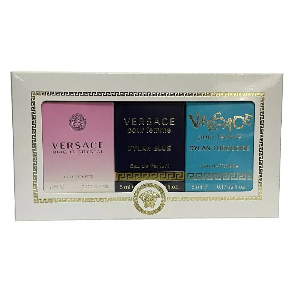 Versace Mini Set 3x5ML(Bright Crystal EDT+Dylan Blue EDP+ Dylan Turquoise EDT)